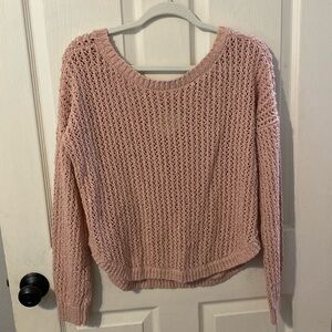 Light Pink Women’s Hollister Sweater with Cross Back